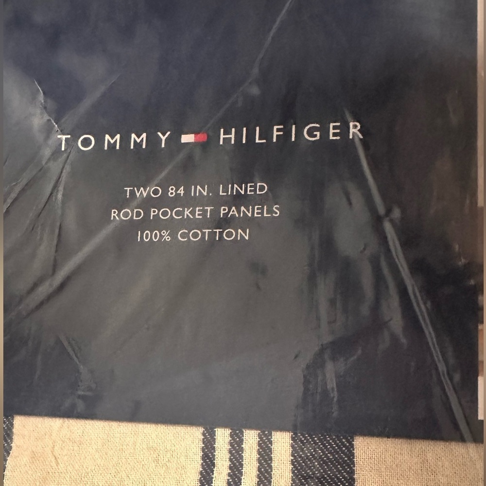 Tommy Hilfiger Neutral Stripe Curtain Panels in Cream, Brown & Blue - Picture 11 of 11